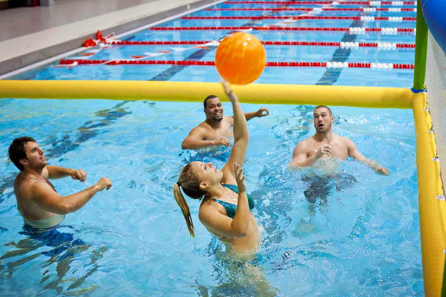 Students playing water polo in the pool at the SRSC.